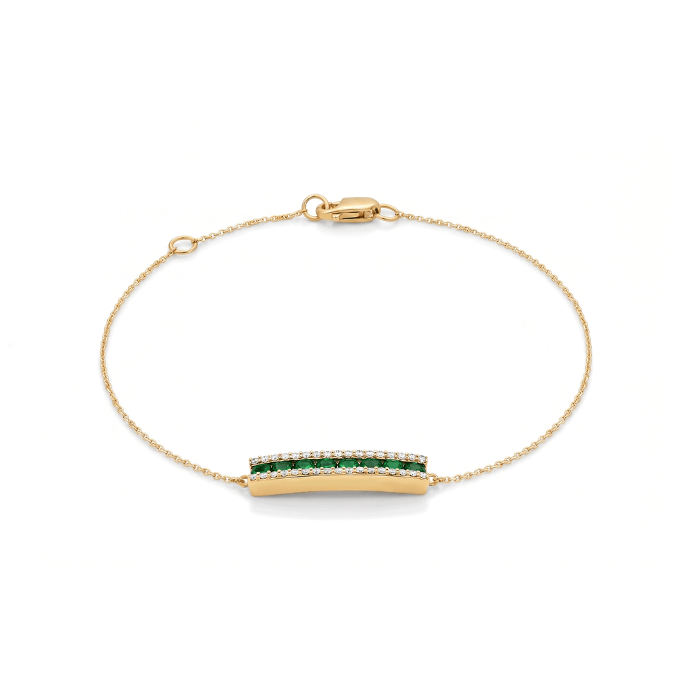 18K Yellow Gold Color Stone & Diamond Bracelet