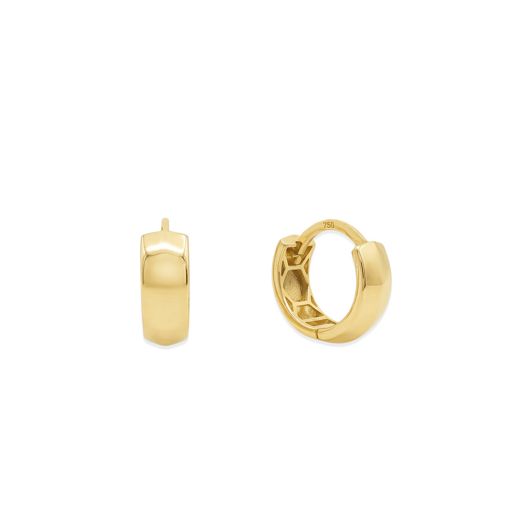 Golden 18K Bold-Edge Huggie Hoop