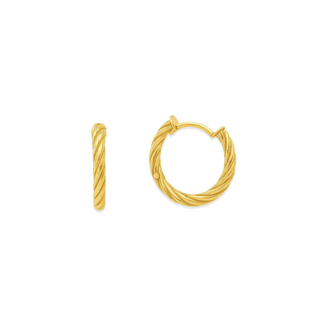 Gold Jewellery Twisted Rope Gold Huggie Hoops