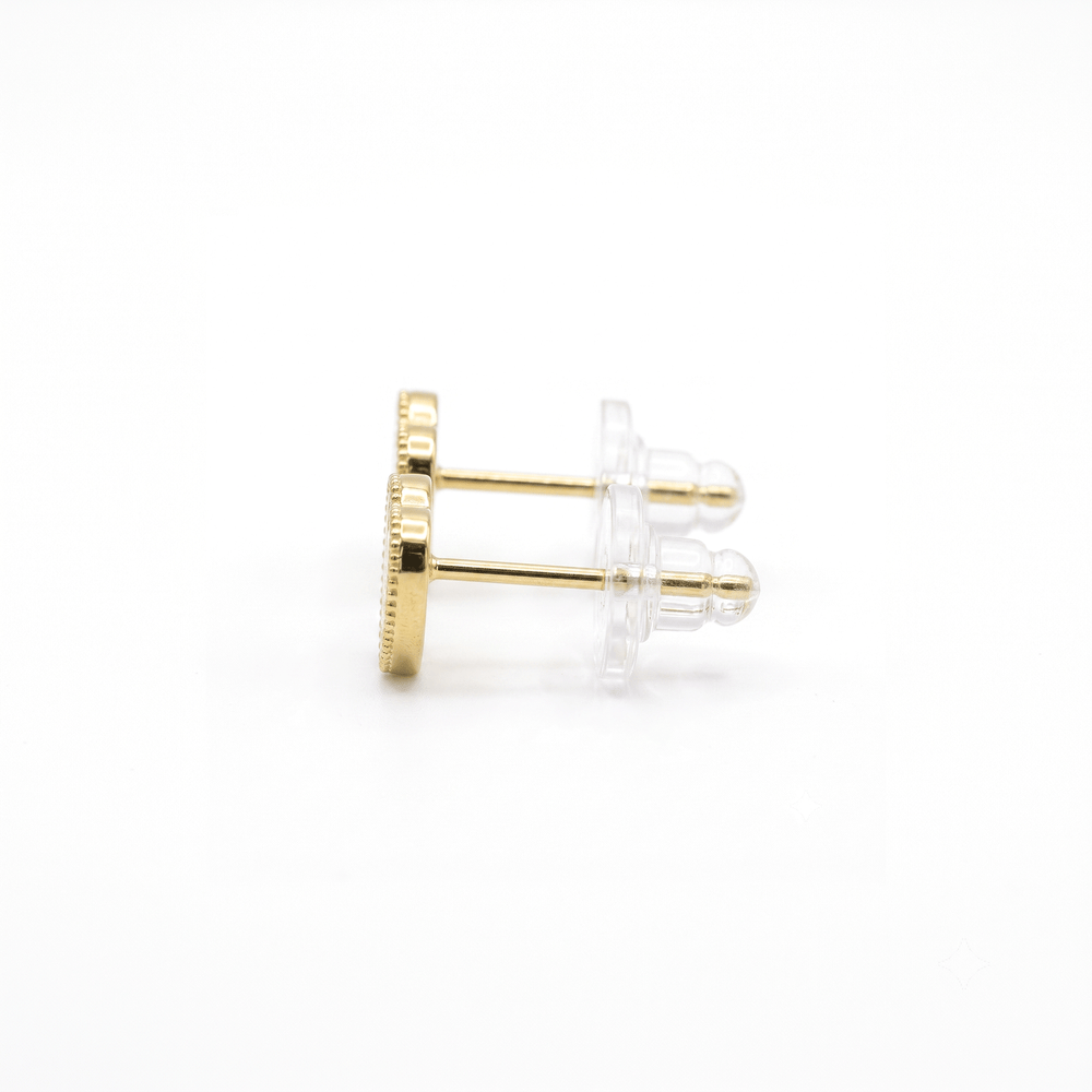 Gold Jewellery Honeycomb Heart Studs