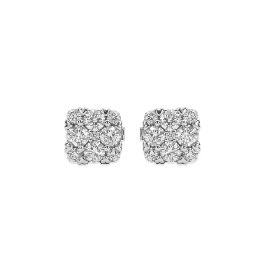 Natural Diamond Radiant Cluster Diamond Studs