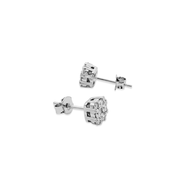 Natural Diamond Radiant Cluster Diamond Studs