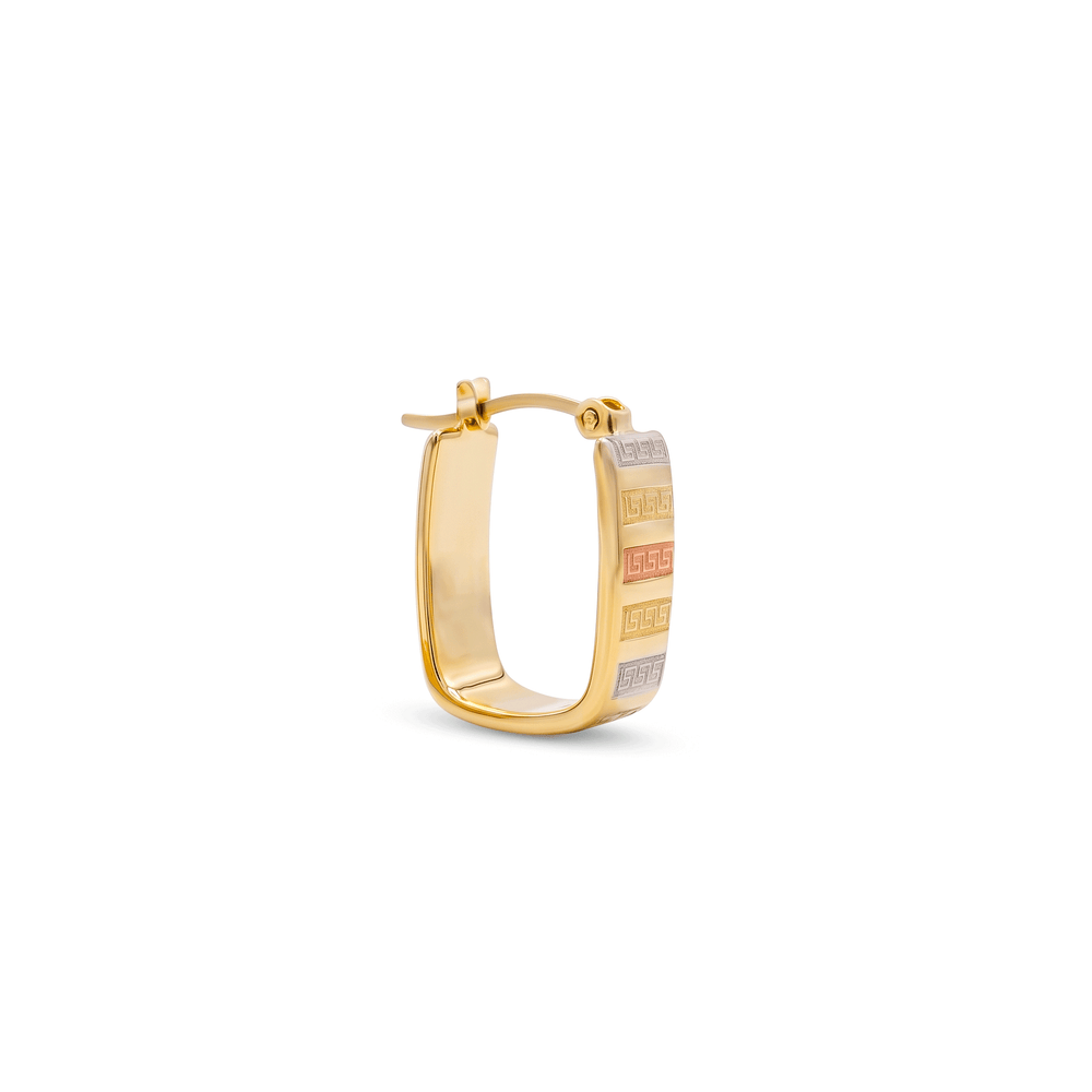 Gold Jewellery Triad Key Rectangular Hoops