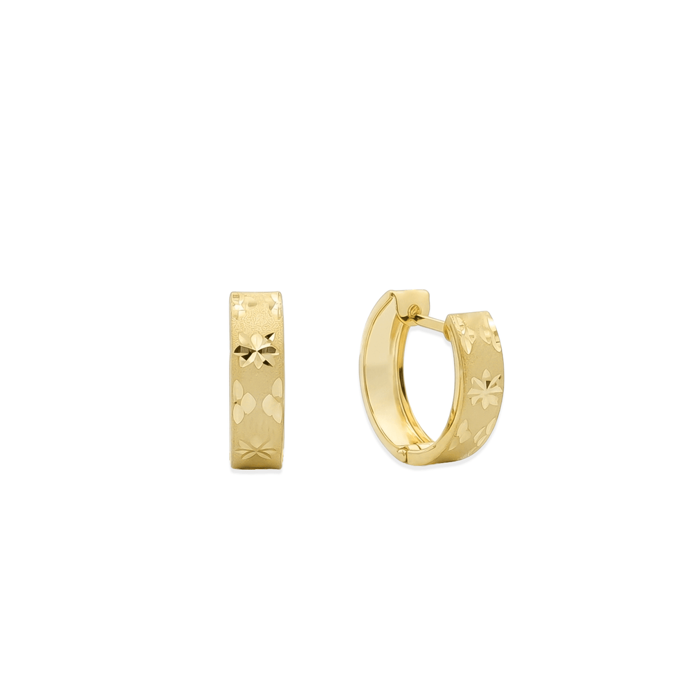 18K Yellow Gold Flora Engraved Hoops
