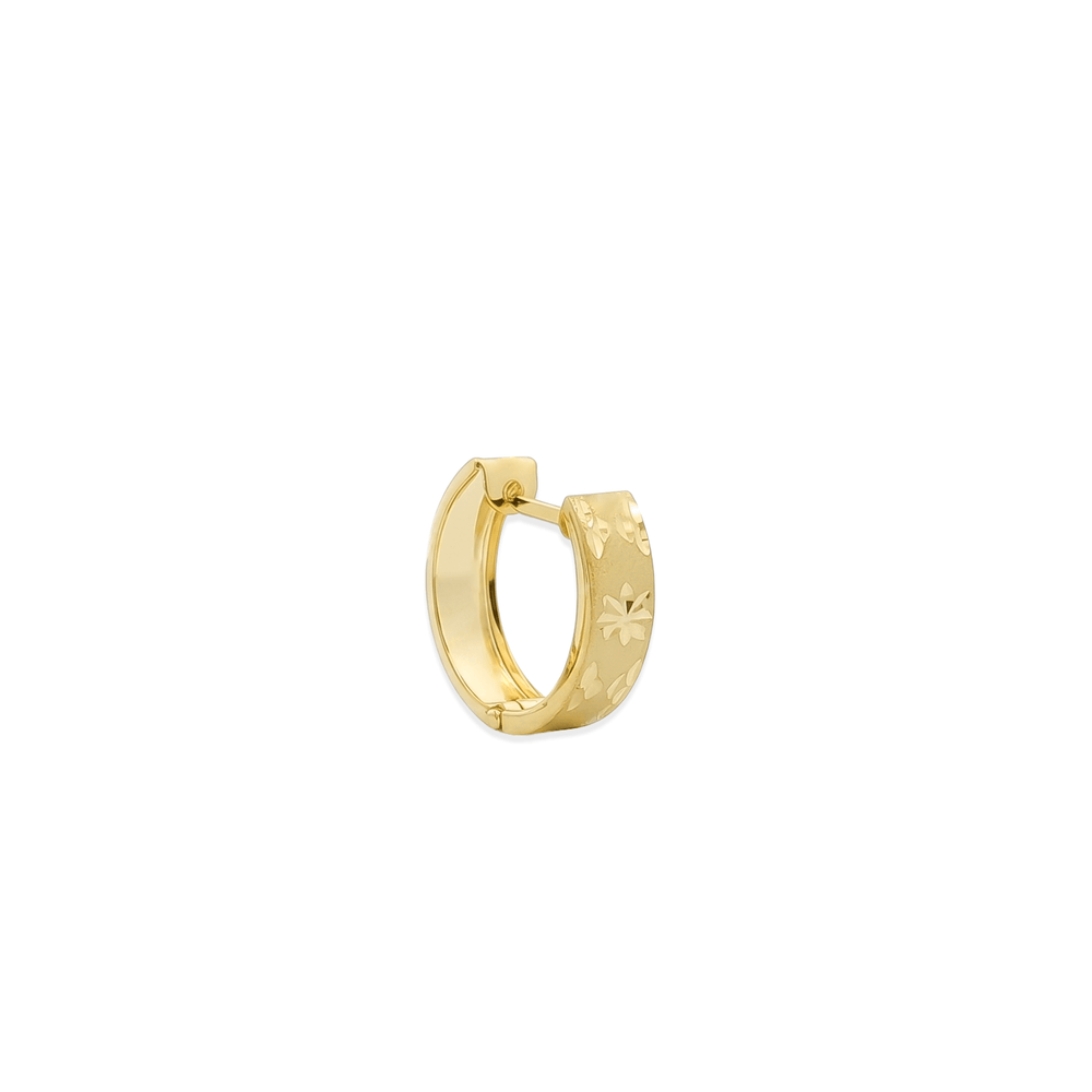 18K Yellow Gold Flora Engraved Hoops