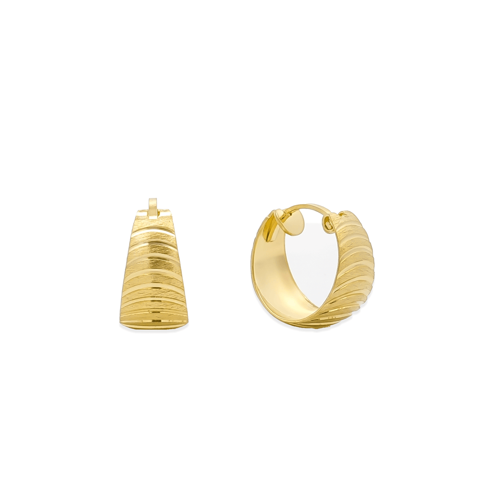 18K Yellow Gold Textura Groove Hoops | Flashy Jewellery