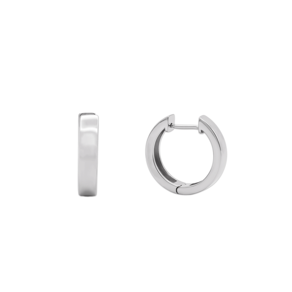 Gold Jewellery Polished Classic Hoop Earrings in 18k White Gold