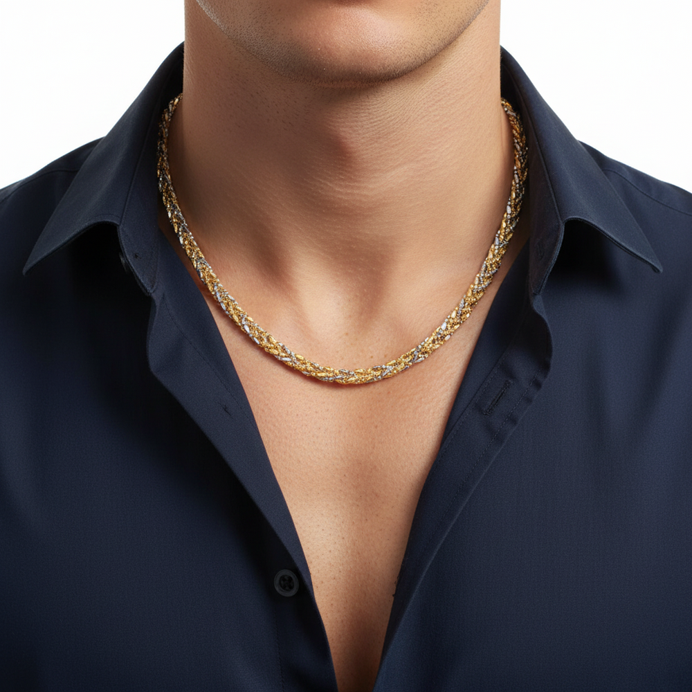 18k Two Tone Diamond Cut Chain Necklace | Flashy Jewellery