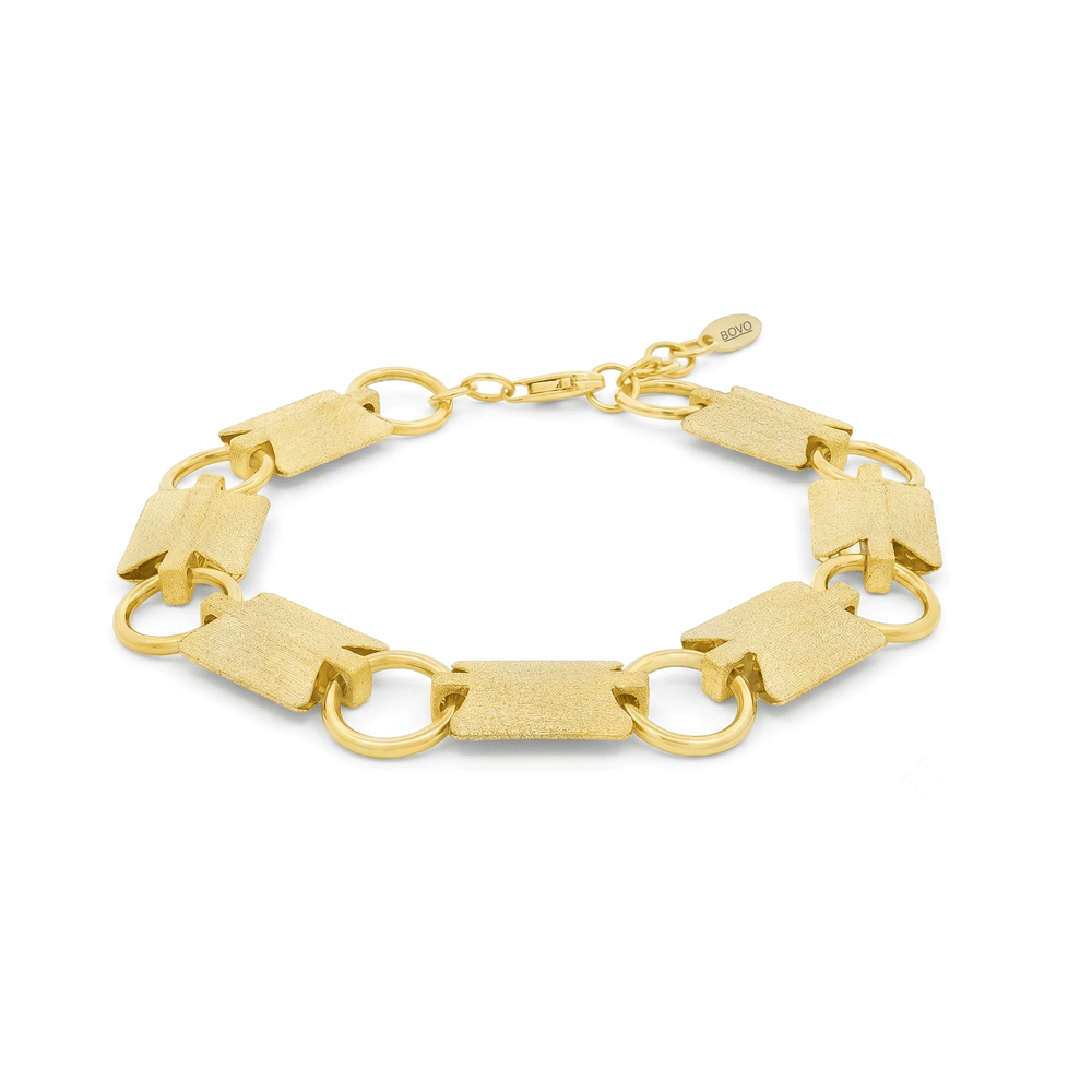 18K Gold BOVO Matte-Link Rolo Bracelet