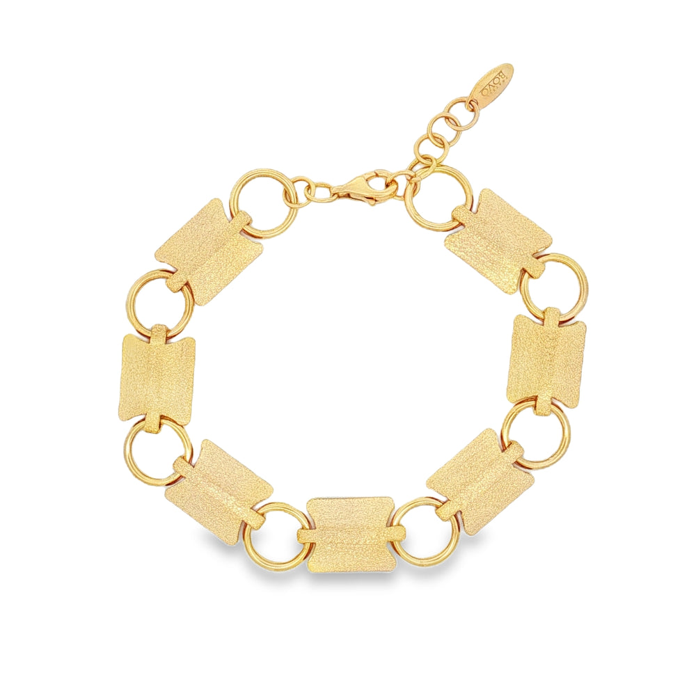 18K Gold BOVO Matte-Link Rolo Bracelet