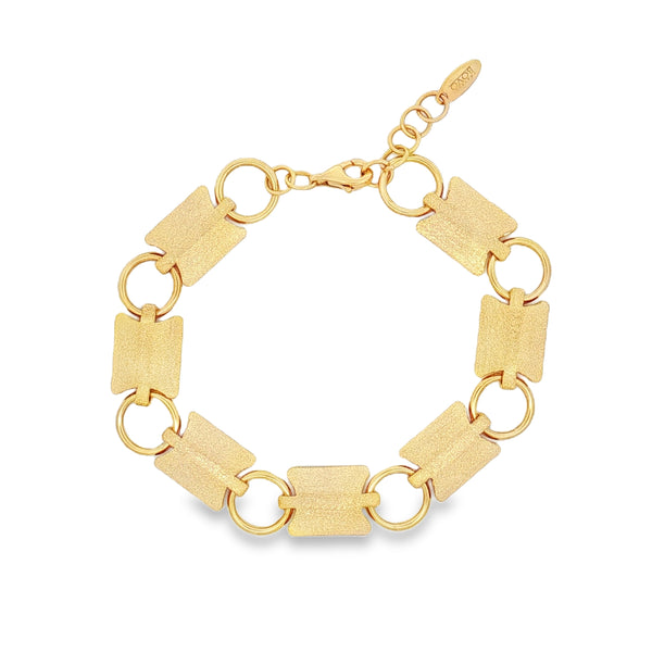 18K Gold BOVO Matte-Link Rolo Bracelet hover