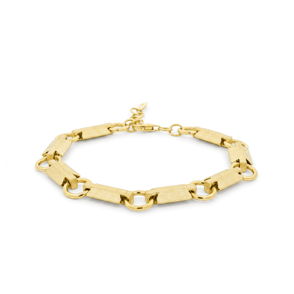 18K Gold BOVO Textured Link Bracelet – Matte Finish