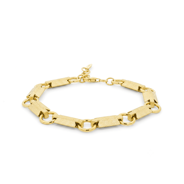 18K Gold BOVO Textured Link Bracelet – Matte Finish