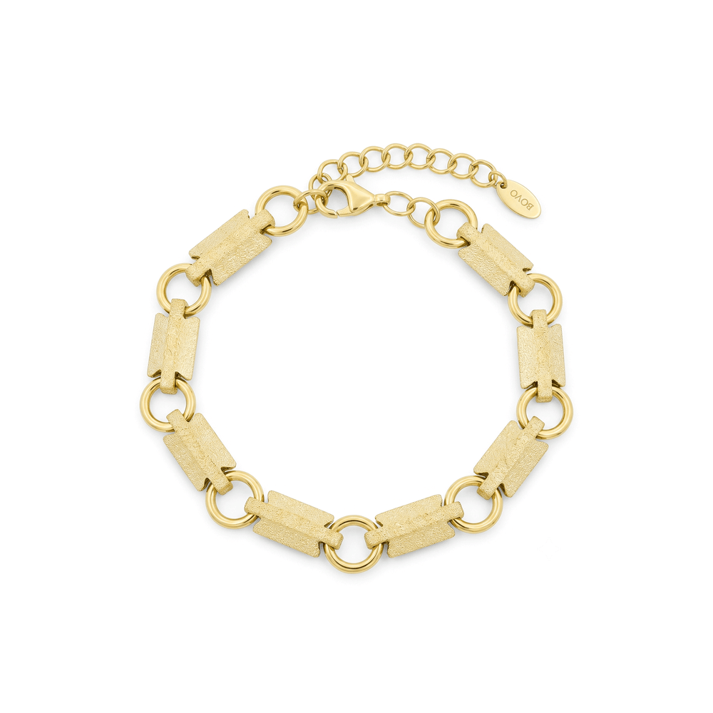 18K Gold BOVO Textured Link Bracelet – Matte Finish