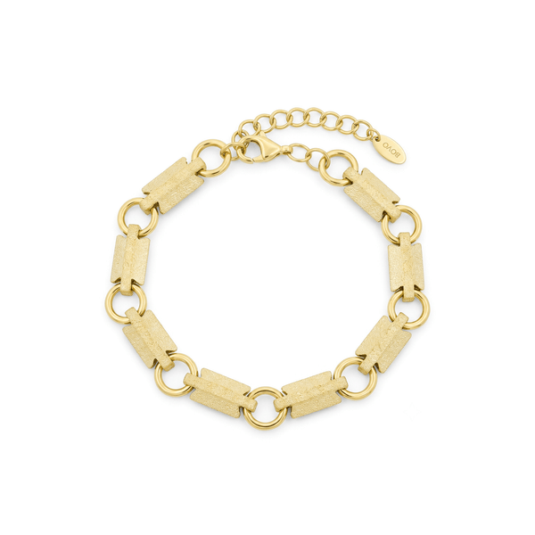 18K Gold BOVO Textured Link Bracelet – Matte Finish hover