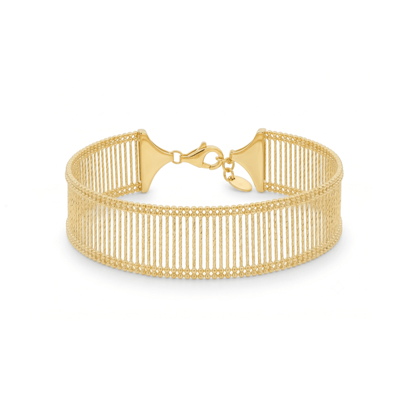 Regal Rodwork Gold Cuff Bracelet | 18K Yellow Gold Adjustable Bracelet
