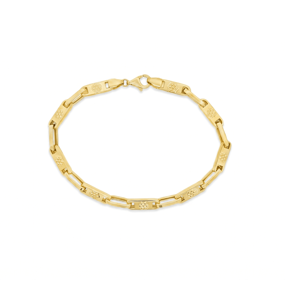 18K Gold Jewellery Engraved Link Bracelet