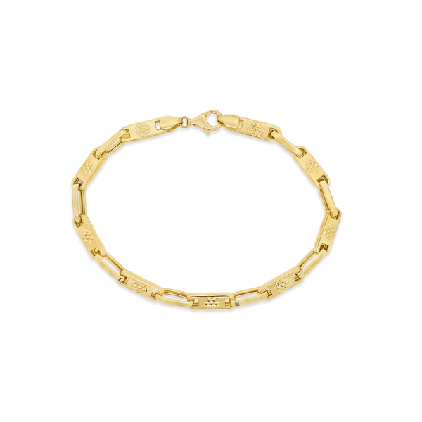 18K Gold Jewellery Engraved Link Bracelet
