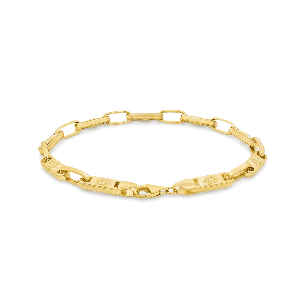 18K Gold Jewellery Engraved Link Bracelet