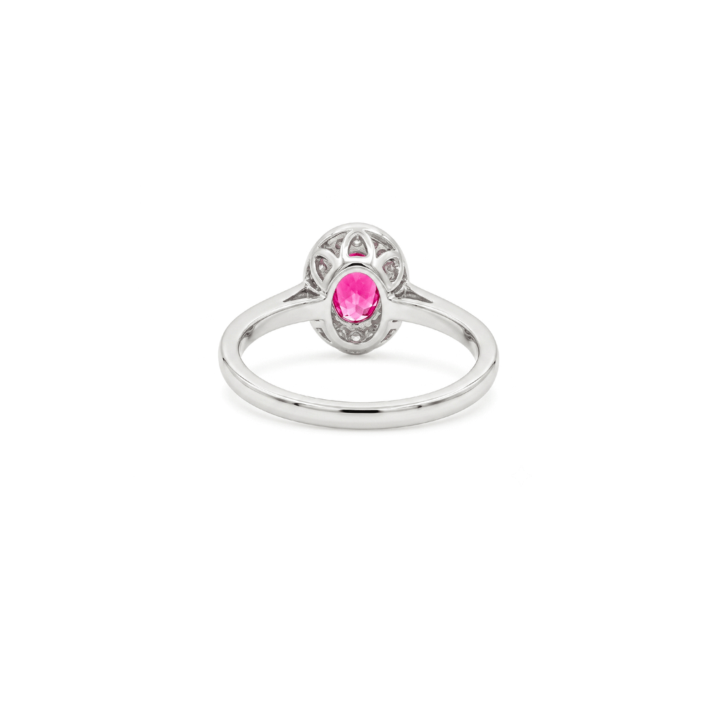 18K Yellow Gold Ruby Halo Engagement Ring | Natural Diamond | IDT Certified