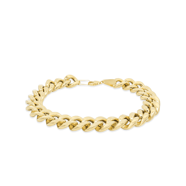 18K Gold Regal Curb Chain Bracelet – High Polish Hollow Gold