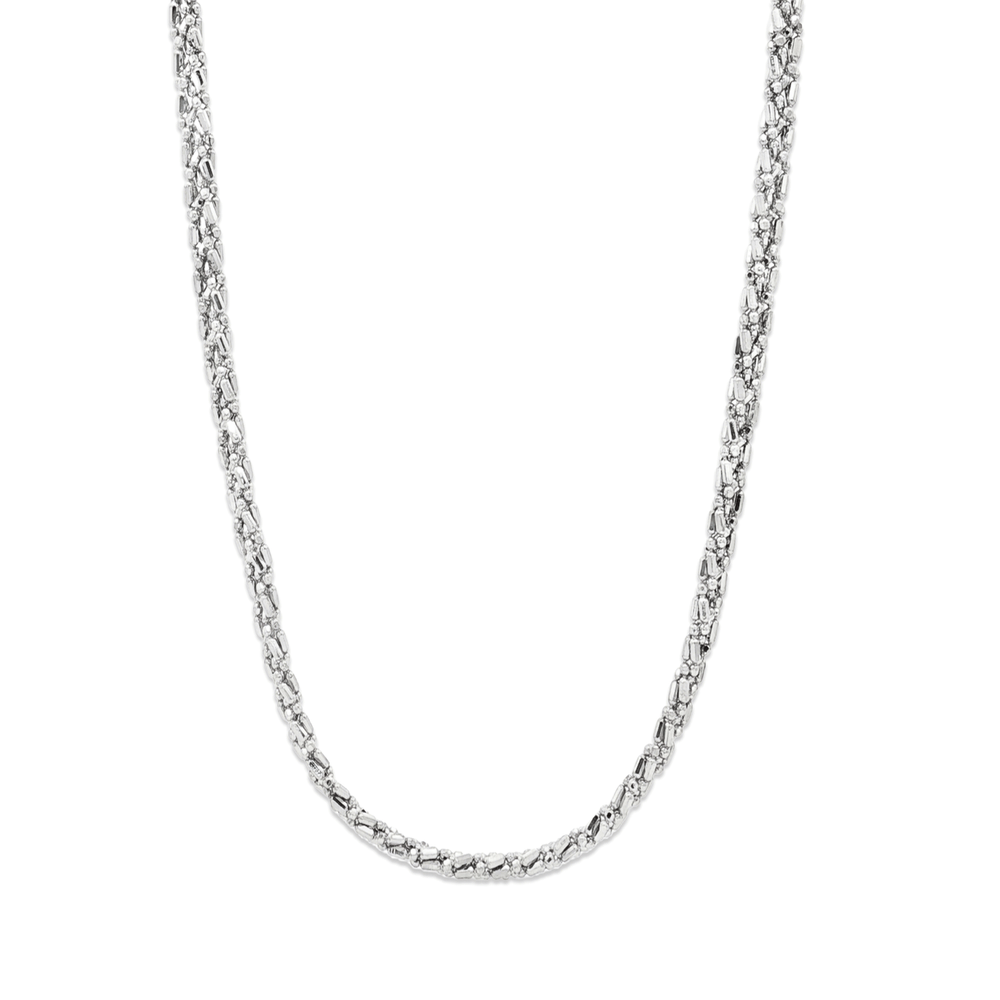 18K White Gold Diamond Cut Chain Necklace – Luxury Shine