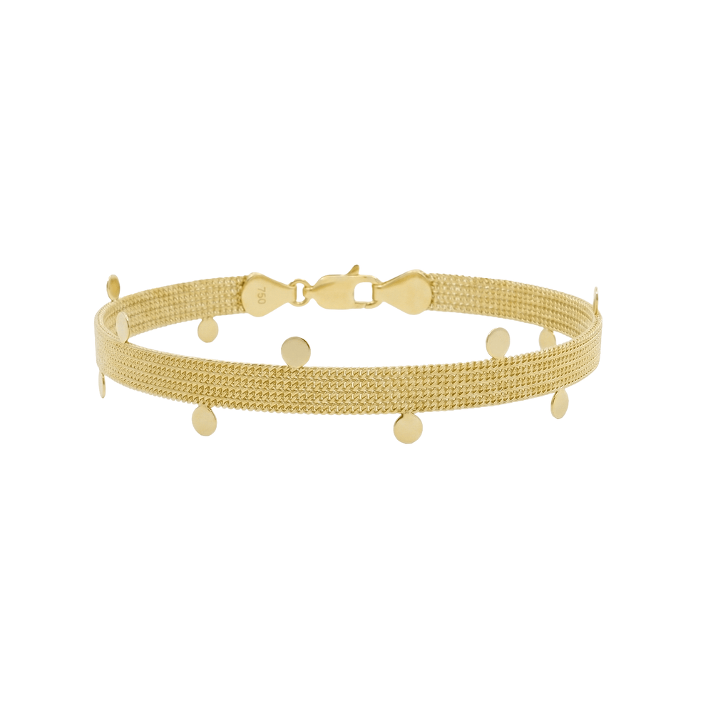 18K Gold Mesh Disc Bracelet