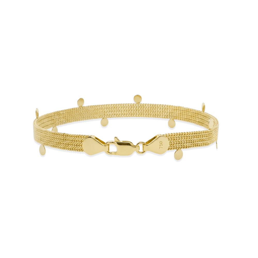 18K Gold Mesh Disc Bracelet