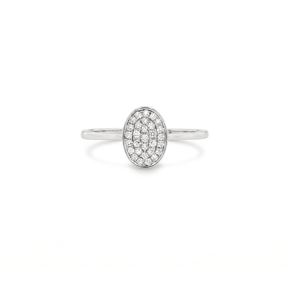 Natural Diamond Oval Radiance Halo Ring in 18K Gold
