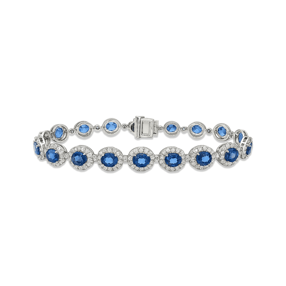 18K White Gold Bracelet for Women with Sapphire & Natural Diamond