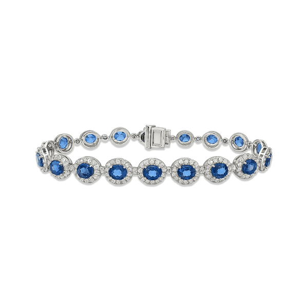18K White Gold Bracelet for Women with Sapphire & Natural Diamond