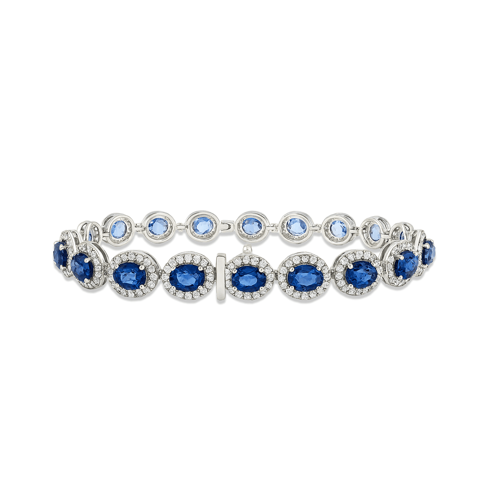 18K White Gold Bracelet for Women with Sapphire & Natural Diamond