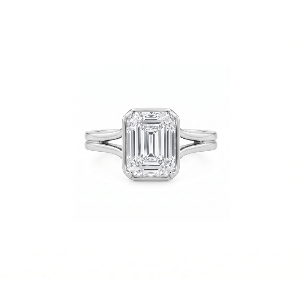 Natural Diamond Emerald-Cut Classic Solitaire Engagement Ring