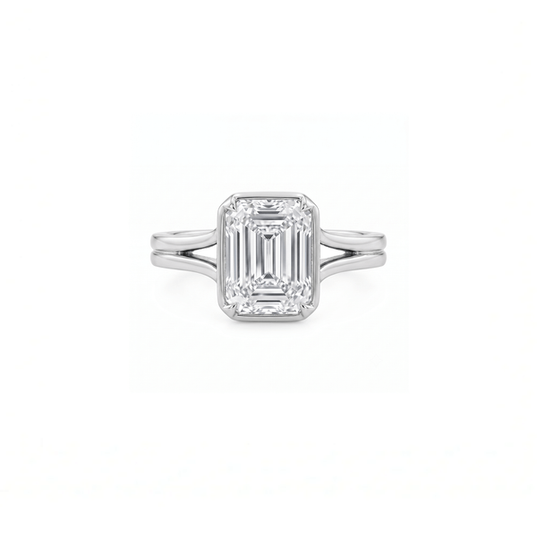 Natural Diamond Emerald-Cut Classic Solitaire Engagement Ring