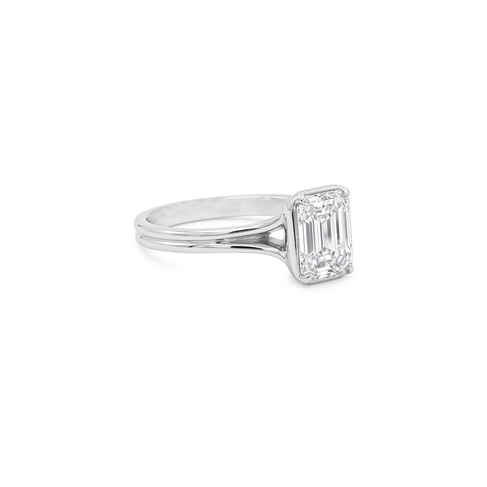 Natural Diamond Emerald-Cut Classic Solitaire Engagement Ring