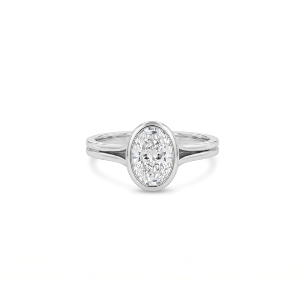 Natural Diamond Bezel Solitaire Ring in 18K White Gold