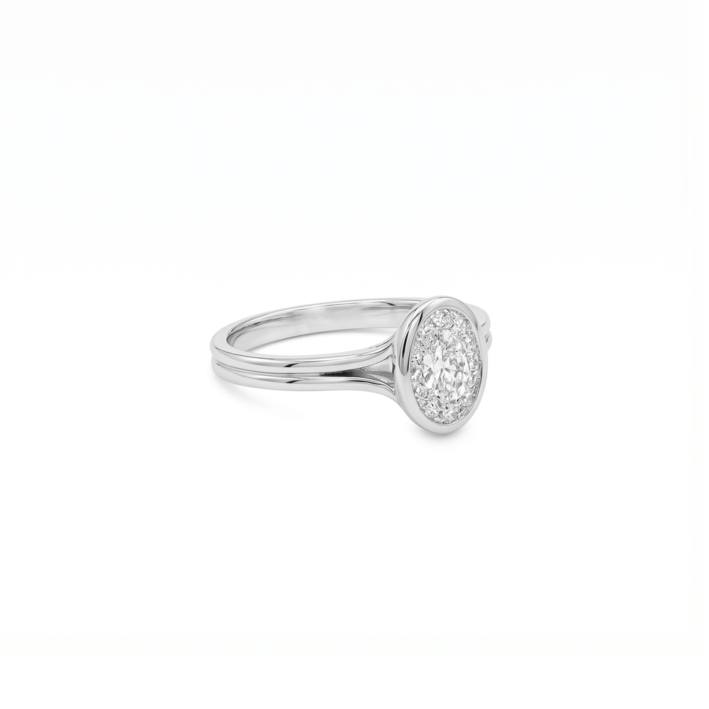 Natural Diamond Bezel Solitaire Ring in 18K White Gold