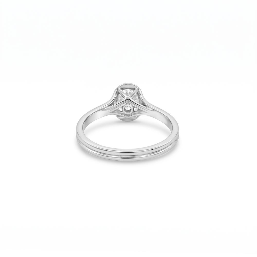 Natural Diamond Bezel Solitaire Ring in 18K White Gold