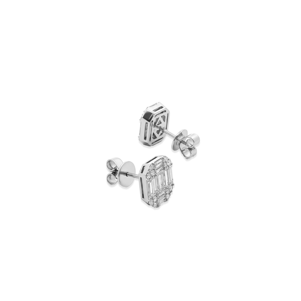 Natural Diamond Baguette Halo Octagon Studs hover