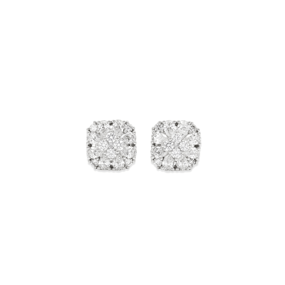 Natural Diamond Brilliant Cluster Diamond Studs