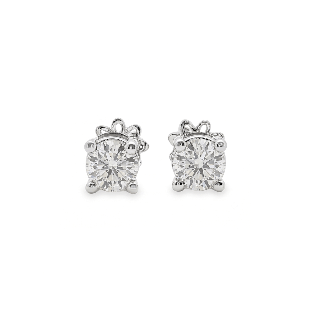 Natural Diamond Solitaire Stud Earrings in 18K Gold – 1.43 CT