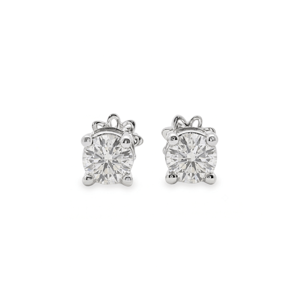 Natural Diamond Solitaire Stud Earrings in 18K Gold – 1.43 CT hover
