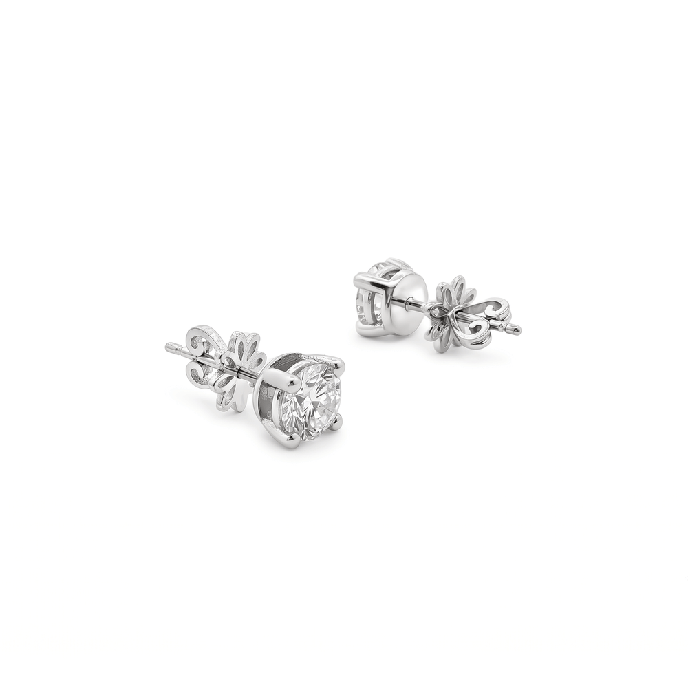 Natural Diamond Solitaire Stud Earrings in 18K Gold – 1.43 CT