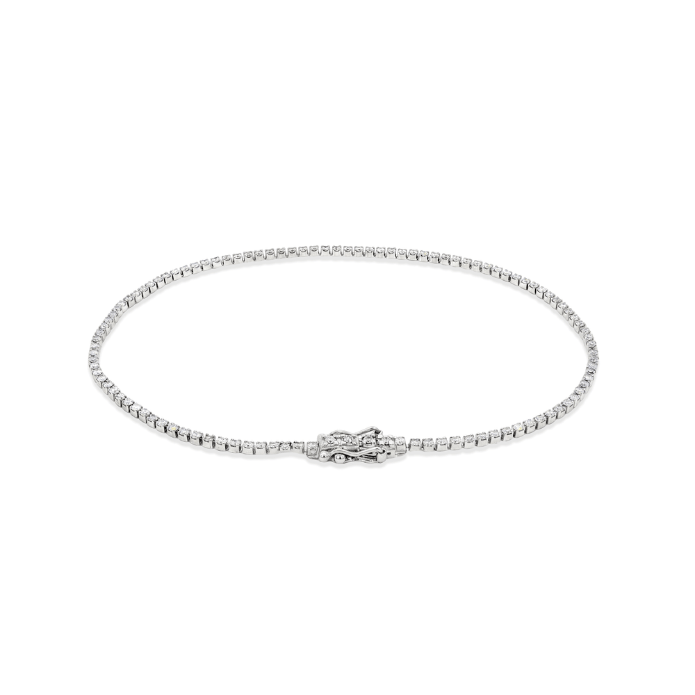 18K White Gold Natural Diamond Tennis Bracelet