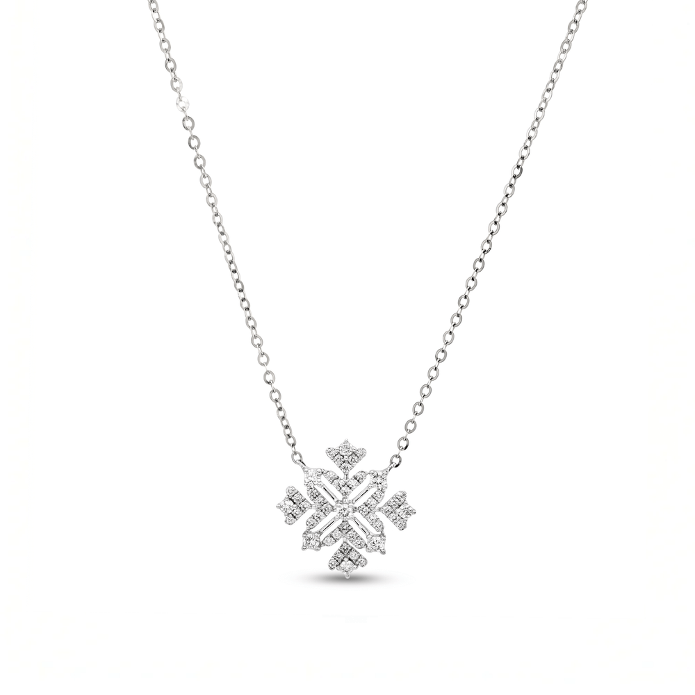 Natural Diamond Pendant Necklace – 18K White Gold