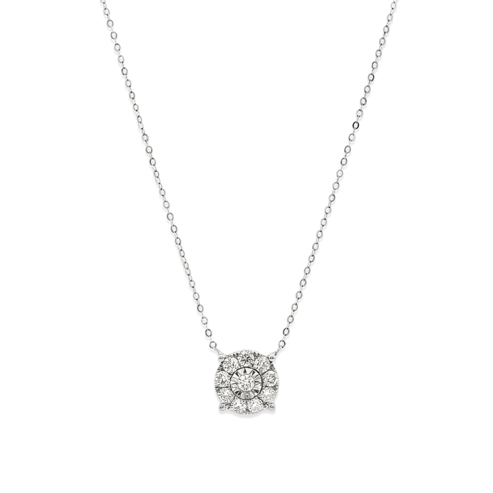 Natural Diamond Luminous Circle Diamond Pendant Necklace