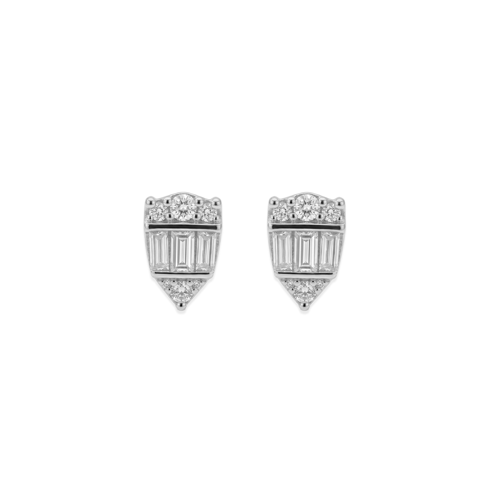 Natural Diamond Baguette Shield Diamond Studs