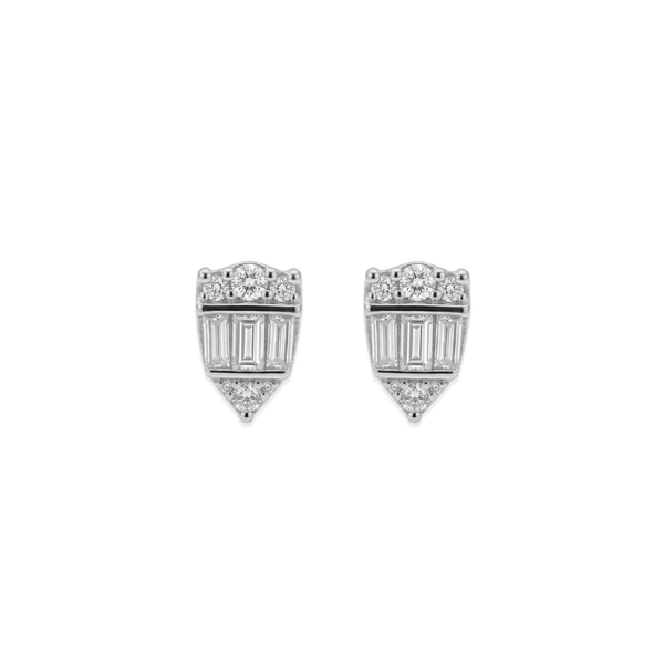 Natural Diamond Baguette Shield Diamond Studs hover