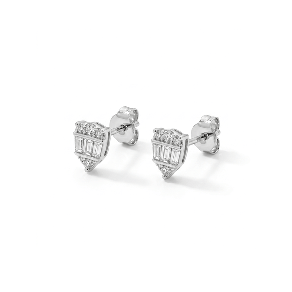 Natural Diamond Baguette Shield Diamond Studs
