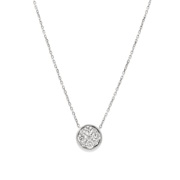 Natural Diamond Cluster Halo Pendant Necklace in 18K White Gold